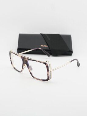 Max Mara MM5172-B 052 Aviator Eyeglasses 55mm - Havana / Gold / Blue Light Block